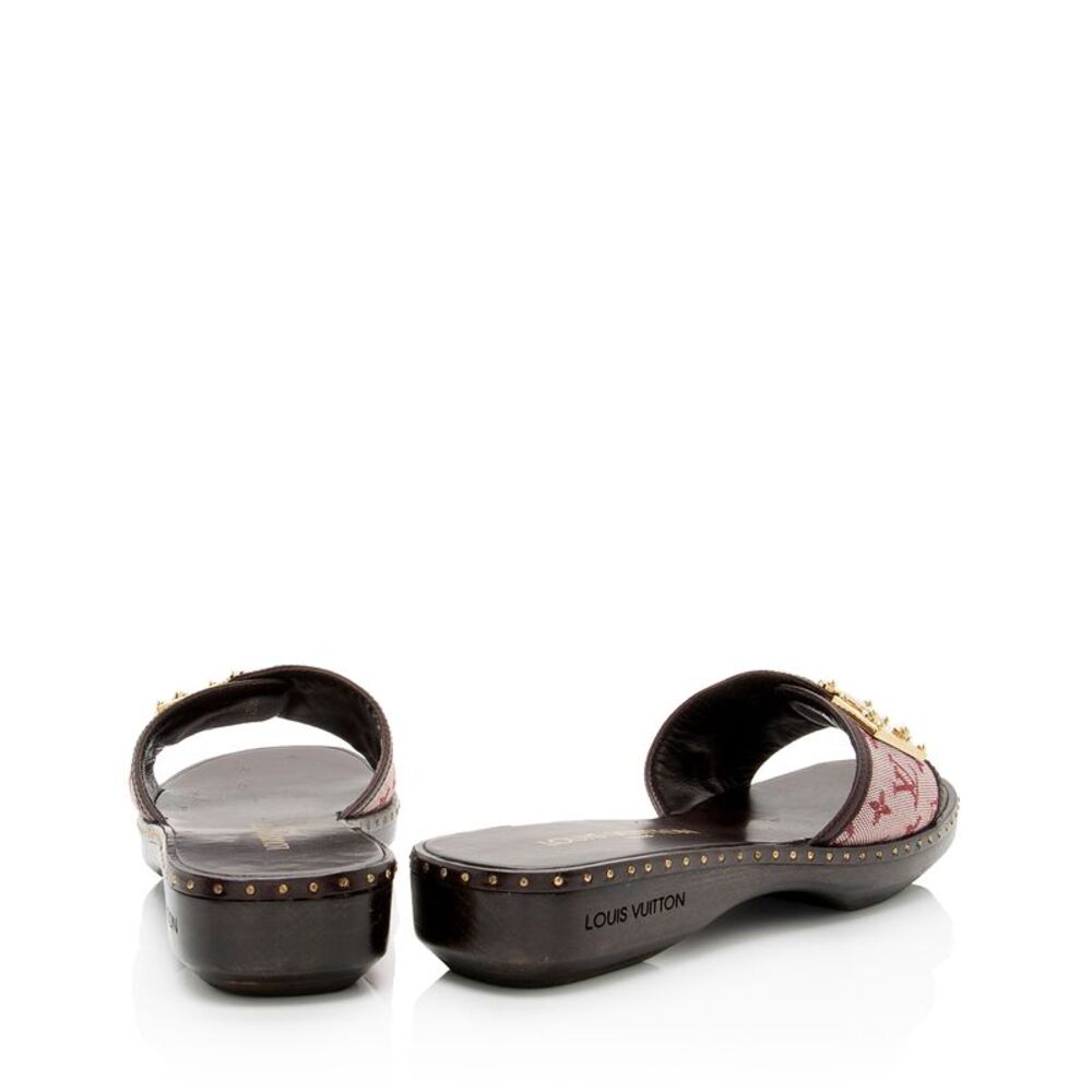 Louis Vuitton Monogram Denim Lock It Mule Sandals - Size 7.5 / 37.5 - Picture 3 of 8